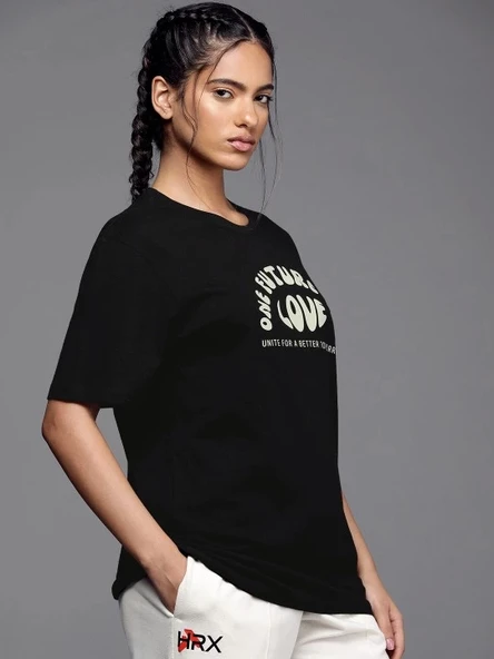 Baskılı Oversize T-shirt - Siyah - 2
