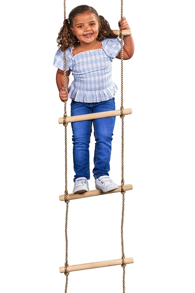 Çocuk Ahşap ip 6 Merdiven Montessori Eğitici Trapez Salıncak Tırmanma Kulesi Jimlastik Salıncağı - 6
