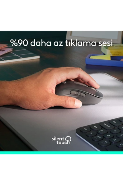 Logitech Signature M650 Büyük Boy Sol El Için Sessiz Kablosuz Mouse - Siyah - 4