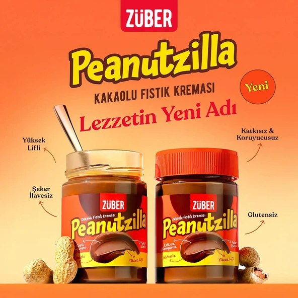 Züber Glutensiz Peanutzilla - Kakaolu Fıstık Kreması 315gr - 4