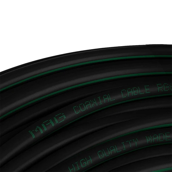 Ayt Mag Rg6 U6 Bakır Cu Cu 80 Tel Siyah Anten Kablosu 100 Metre Uydu Kablo - 3