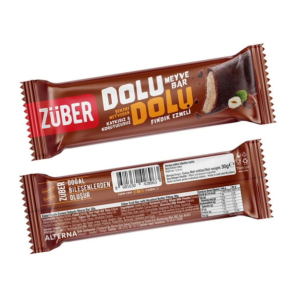 Züber Glutensiz Dolu Dolu Fındık Ezmeli Bar 30gr