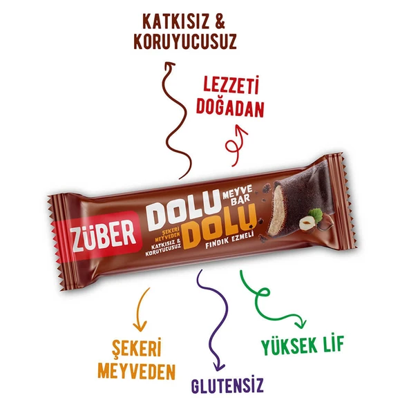 Züber Glutensiz Dolu Dolu Fındık Ezmeli Bar 30gr - 3