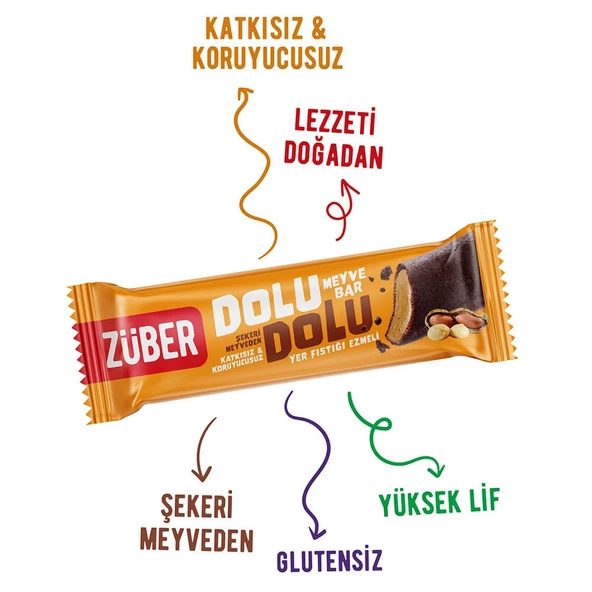 Züber Glutensiz Dolu Dolu Fıstık Ezmeli Bar 30gr - 3
