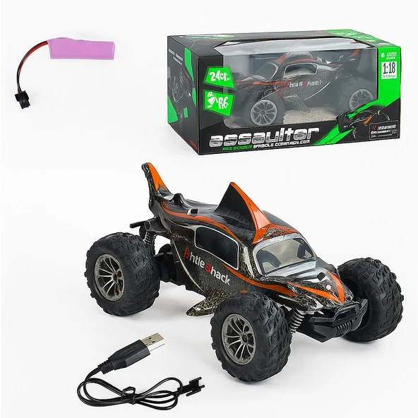 Assaulter 1:18 Yüksek Hızlı Işıklı Köpek Balığı Tasarımlı Uzaktan Kumandalı RC Araba