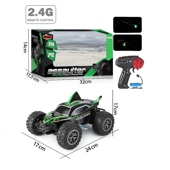 Assaulter 1:18 Yüksek Hızlı Işıklı Köpek Balığı Tasarımlı Uzaktan Kumandalı RC Araba - 4