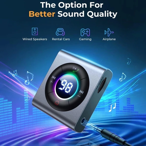 Joyroom JR-CB2 Wireless Transmitter 2'si 1 Arada Kablosuz Verici/Alıcı-Koyu Grı