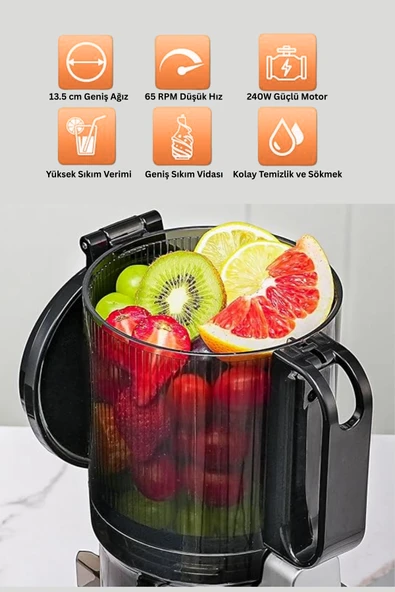 TIGRECOOK Slow Juicer Yavaş Sıkım Katı Meyve Sıkacağı Sorbe ve dondurma - 3