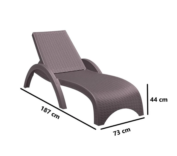 Omnipazar TRK-860 Siesta Fiji Rattan Desenli Ayarlanabilir Lüks Şezlong Kahverengi 2'li Set - 2