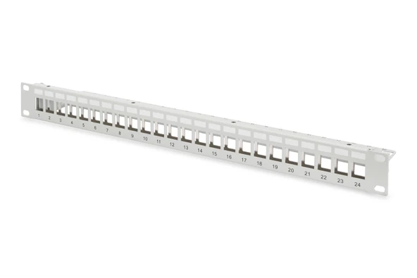 Digitus 24 Port Boş Patch Panel, Zırhlı, 1U Yüksekliğinde, Gri Renk