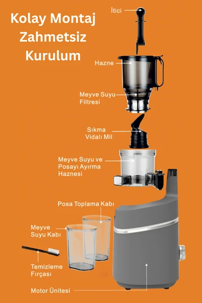 TIGRECOOK Slow Juicer Yavaş Sıkım Katı Meyve Sıkacağı Sorbe ve dondurma - 4