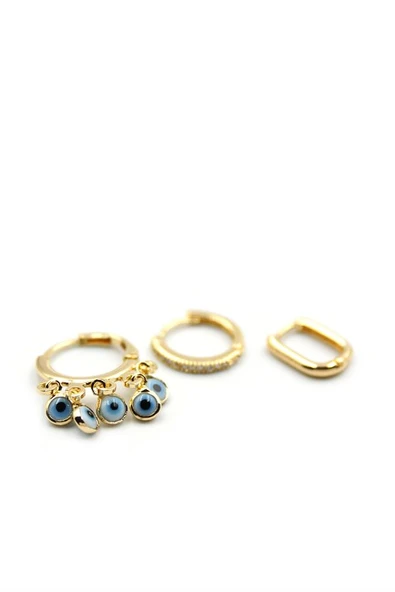 3'lü Nazar Küpe - Altın ürün görseli 1