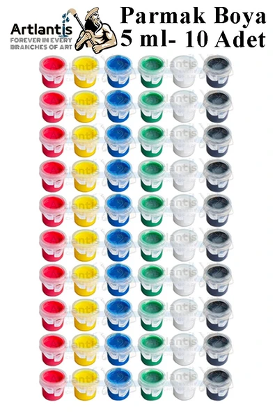 Parmak Boya 5 ml 6 Renk 10 Paket Mini Küçük Parmak Boya Etkinlik Boyama Boyası Su Bazlı Resim Okul Öncesi Kreş Anasınıfı