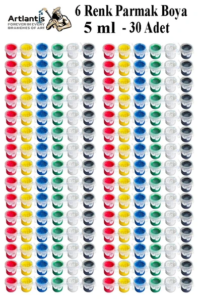 Parmak Boya 5 ml 6 Renk 30 Paket Mini Küçük Parmak Boya Etkinlik Boyama Boyası Su Bazlı Resim Okul Öncesi Kreş Anasınıfı