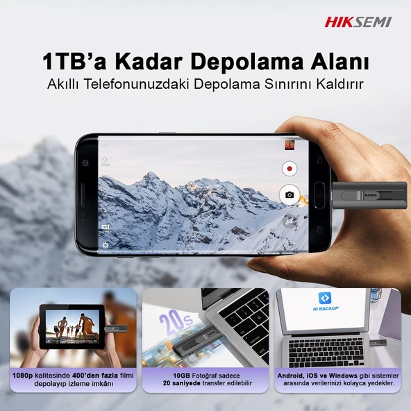 Hiksemi Rapids Pro S1000 Dual 1024 GB USB 3.2 Gen 2 Taşınabilir SSD - Resim 6