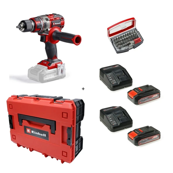 Einhell Tp-Cd 18/80 Li Bl Solo Darbesiz Matkap Vidalama + 2 x 2.5 Ah Starter Kit Akü (Çanta ve Bits Uç Dahil)