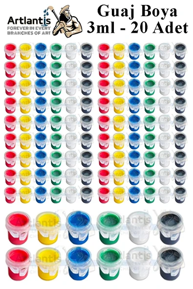 Guaj Boya 3 ml 6 Renk 20 Paket Mini Küçük Guaj Boya Etkinlik Boyama Boyası Su Bazlı Resim Okul Öncesi Kreş Ana Sınıfı