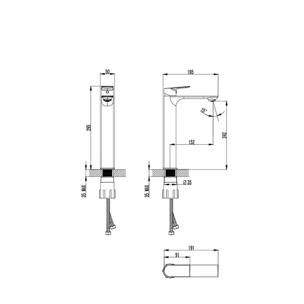 Turkuaz Cerastyle Çanak Lavabo Bataryası Krom - Resim 3