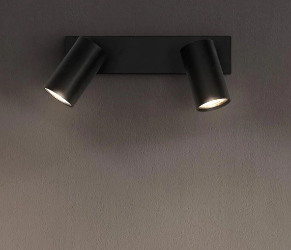 mylights ikili led spot siyah hareketli başlık tavan avize duvar aplik ayna üstü tablo aplik os-ram ampullü - Resim 2