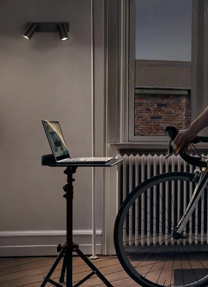 mylights ikili led spot siyah hareketli başlık tavan avize duvar aplik ayna üstü tablo aplik os-ram ampullü ürün görseli