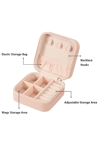 Mini Takı Kutusu Seyahat Tipi Mücevher Çantası Kolye Yüzük Küpe Organizer Takı Düzenleyici - 3