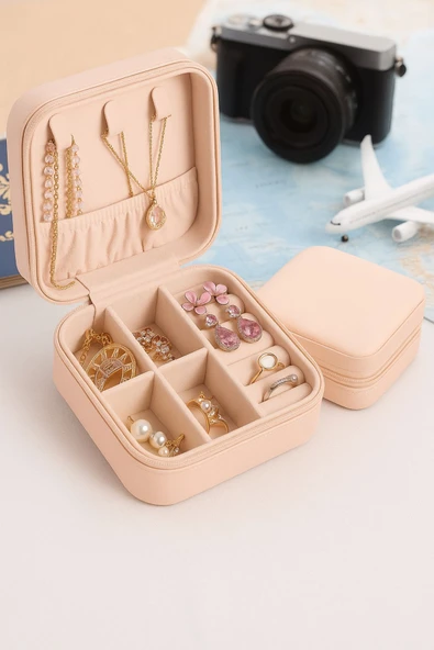 Mini Takı Kutusu Seyahat Tipi Mücevher Çantası Kolye Yüzük Küpe Organizer Takı Düzenleyici
