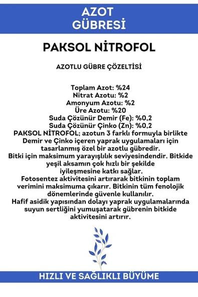Paksol  Nitrofol Azotlu Sıvı Gübre 5 Litre - 3
