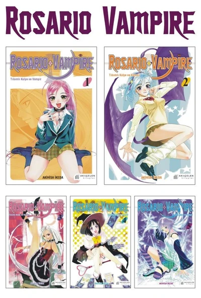 Rosario + Vampire - Tılsımlı Kolye Ve Vampir 1-2-3-4-5 Manga Seti - Akihisa İkeda