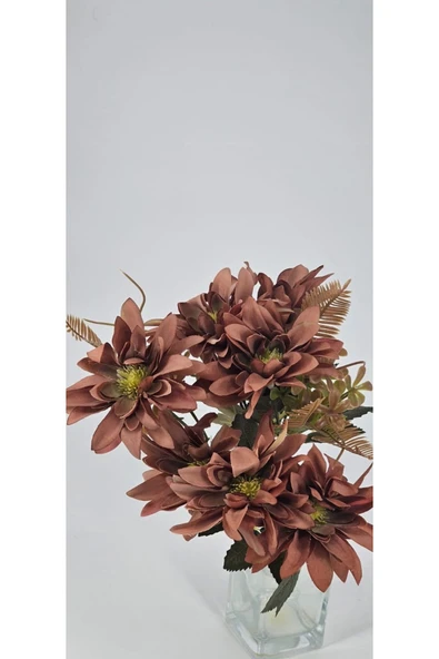 5 DALI KAHVERENGİ ÇAN ÇİÇEĞİ ARANJMANLI 34CM BUKET VAZO DEKOR ÇİÇEĞİ - 3