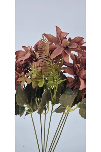 5 DALI KAHVERENGİ ÇAN ÇİÇEĞİ ARANJMANLI 34CM BUKET VAZO DEKOR ÇİÇEĞİ