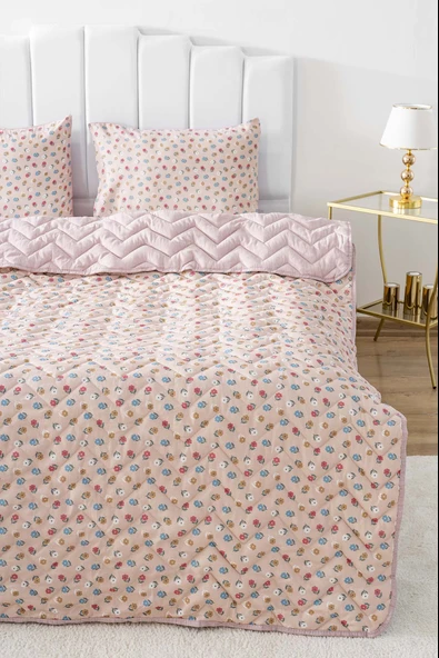 Rivaİstanbul Rossie Çift Kişilik Pamuklu Kapitone Pike & Çok Amaçlı Yatak Örtüsü - Resim 2