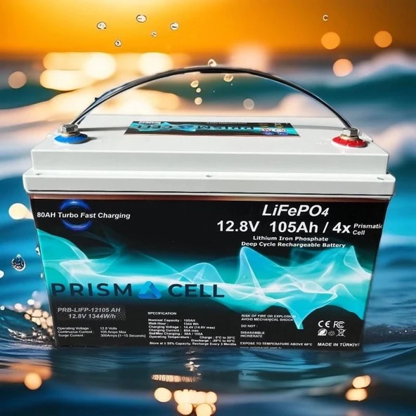 Prismacell Lifepo4 akü 105ah 12.8 volt TURBO FAST CHARGING karavan, marin, solar yaşam aküsü - Resim 2