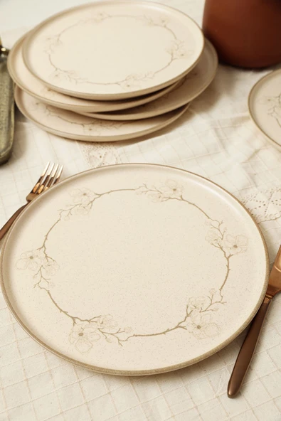 Keramika Taupe Bloom Nordıc Servis Tabağı 28 Cm 6 Adet 22528 - 5