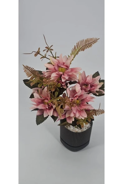 5 Dallı Pembe Çan Çiçeği 34 Cm El Buketi Vazo Aranjman Dekor Çiçeği - Resim 2