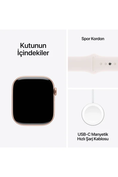 Apple Watch Series 10 GPS 42mm Roze Altın Sarısı + Bulut Pembesi Spor Kordon - S/M ( OUTLET ) - Resim 4