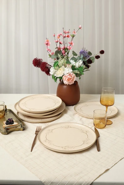 Keramika Taupe Bloom Nordıc Servis Tabağı 28 Cm 6 Adet 22528 - 3