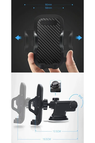 Araç İçi Vakumlu Uzayabilen Terminatör Telefon Tutucu (32 cm) - 2