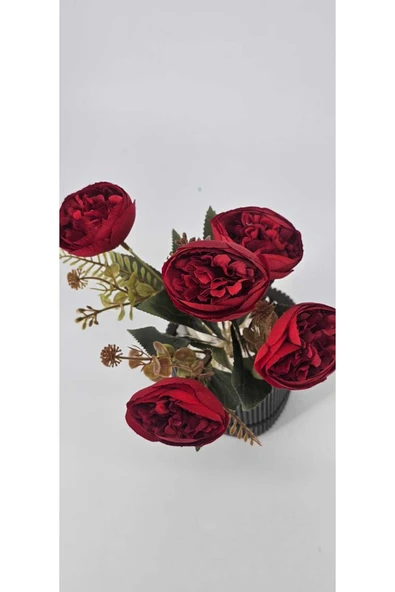 Kırmızı şakayık gülü yıldız aranjmanlı 27 cm gül buketi saksı süsü - Resim 3