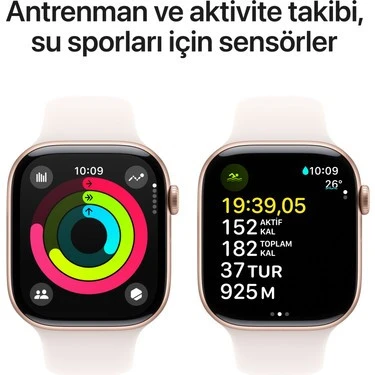 Apple Watch Series 10 GPS 42mm Roze Altın Sarısı + Bulut Pembesi Spor Kordon - S/M ( OUTLET ) - Resim 5