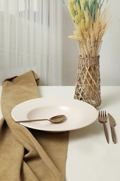 Keramika Mat Krem İyonya Makarna Tabağı 28 Cm 950 - Resim 2