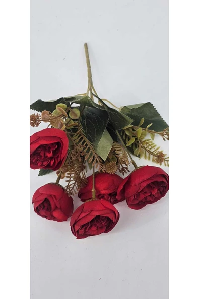 Kırmızı şakayık gülü yıldız aranjmanlı 27 cm gül buketi saksı süsü - Resim 2