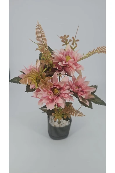 5 Dallı Pembe Çan Çiçeği 34 Cm El Buketi Vazo Aranjman Dekor Çiçeği - Resim 3