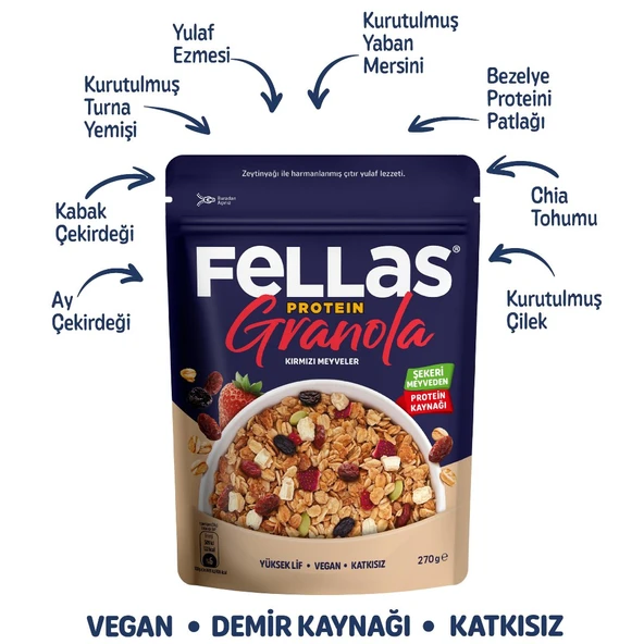 Protein Granola - Kırmızı Meyveler 270 g - Resim 4