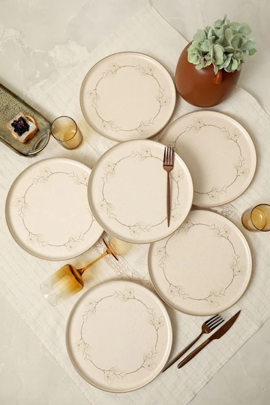 Keramika Taupe Bloom Nordıc Servis Tabağı 28 Cm 6 Adet 22528