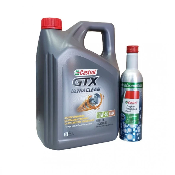 Castrol GTX Ultraclean 10W-40 4 Lt + Motor İç temizleme 300 ml (Üretim:2023)