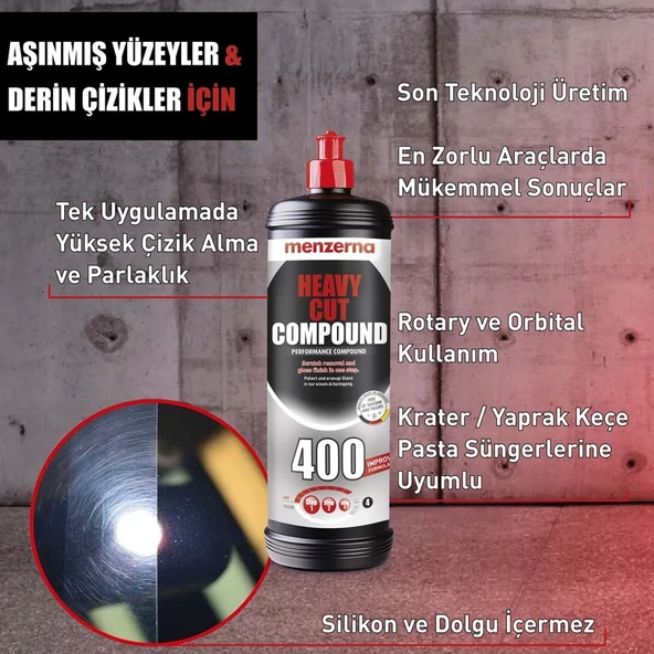 MENZERNA YENİ 400 Ağır Çizik Giderici Kalın Pasta - 1 Kg - 5