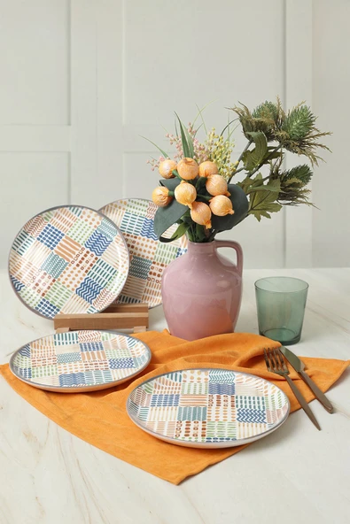 Keramika Etnik Hitit Pasta Tabağı 20 Cm 4 Adet 22552 - 3