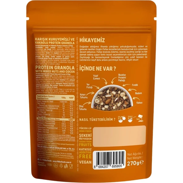 Protein Granola - Karışık Kuruyemiş & Kakao 270g - 3