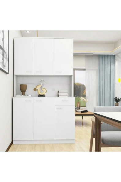 aden home senin evin senin dünyan MDF Mutfak Dolabı, Beyaz Çok Amaçlı Mutfak Dolabı, Hazır Mutfak Dolabı, Mutfak Kiler Erzak Dolabı - 5