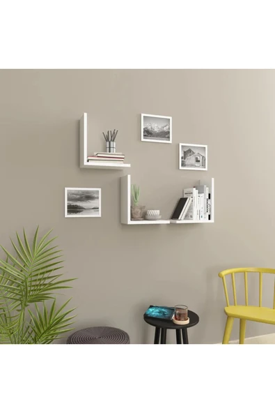 aden home senin evin senin dünyan Beyaz MDF Dekoratif Duvar Rafı, Ahşap Duvar Rafı, Uçan Duvar Rafı, Banyo Mutfak Çocuk Odası Rafı - 2